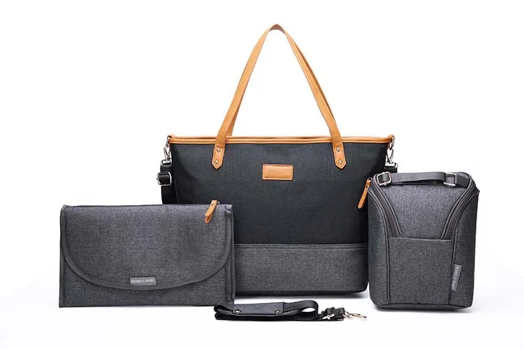 Black Diaper Bags 3 шт./компл. сумка из узорчатой ткани для подгузников Рюкзак Сумка для путешествия детские сумки для подгузников для мам рюкзак беременности и родам Женская Мода сумка по уходу за ребенком - Цвет: Black Diaper Bags