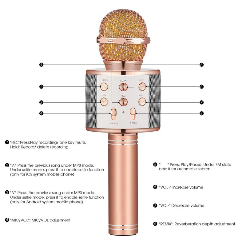 858 беспроводной Bluetooth ручной USB микрофон караоке КТВ плеер динамик|Микрофоны| |