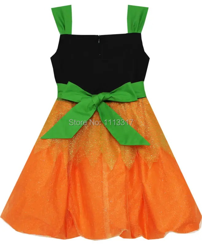 Sunny Fashion платья для девочек платье Хэллоуин Конфеты Тыква Сумка оранжевый Черный