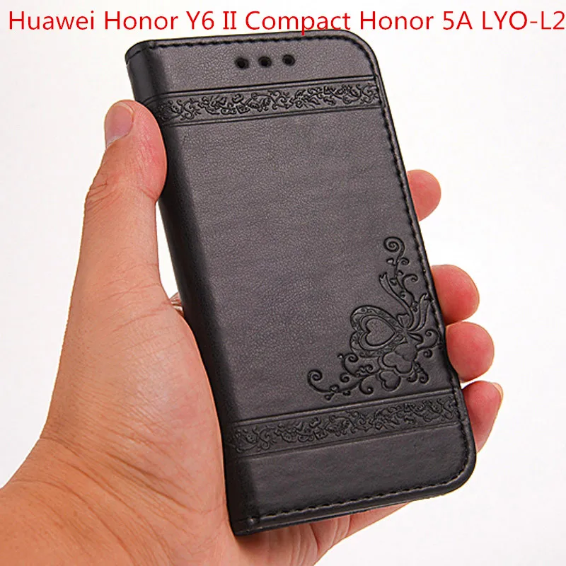 Effle для huawei Honor Y6 II компактный 5A LYO L21 чехол кожаный Crazy Horse кожа флип кейс телефона