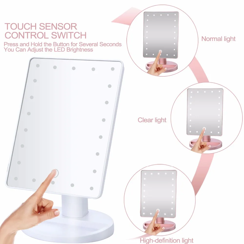 180 градусов вращение зеркало для макияжа со светодиодной подсветкой 10X