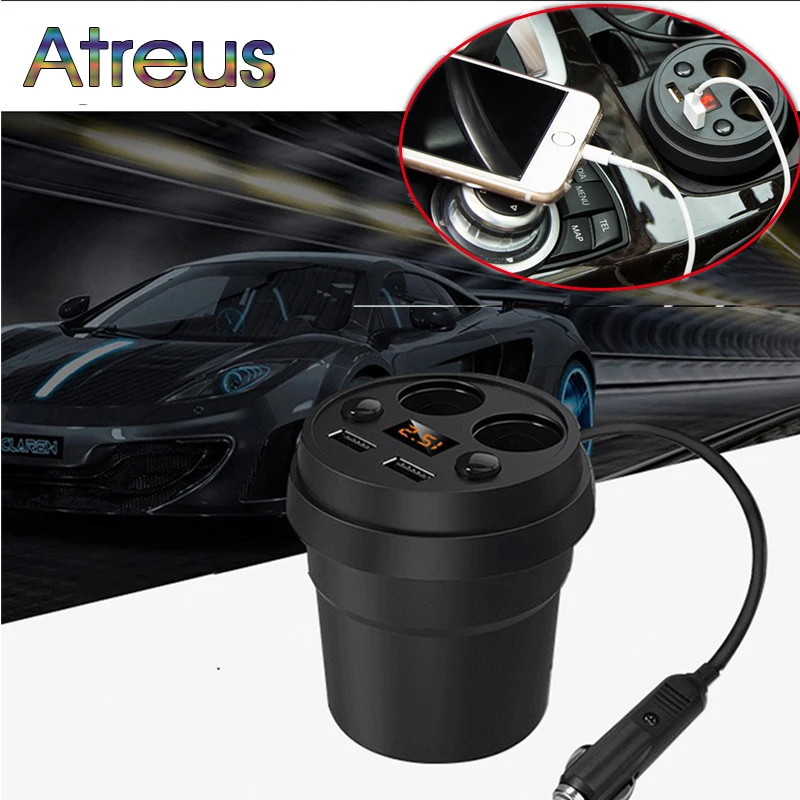 Автомобильное зарядное устройство Dual USB с 2 прикуривателями для VW Polo Jetta Toyota Corolla