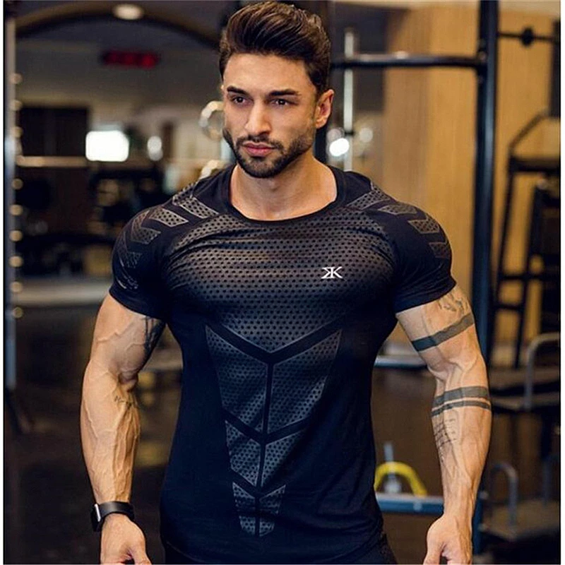 GymRagz новая хлопковая Футболка Для мужчин дышащая футболка для мужчин Gyms футболка Для мужчин Фитнес с подкладкой с принтом на лето тренажерные залы обтягивающим топом черного цвета