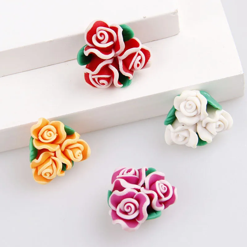 10 шт. бусины из полимерной глины с тремя тычинками|Бусины| |