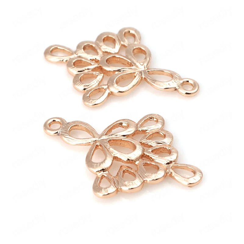 6PCS 17.5x24MM 24K Champagne Gold Color Plated Brass Flower Connect Charms Pendants High Quality Diy Jewelry Accessories | Украшения и