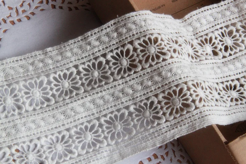 Хлопковые ленты с вышивкой цвета слоновой кости 5 ярдов 11 см ширина 4 33 дюйма