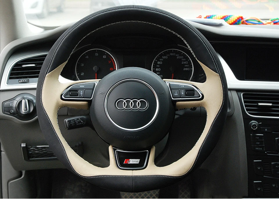 Чехол рулевого колеса автомобиля из натуральной кожи для Audi A4L/A6L/A3/Q3/Q5/Q7 автомобильные аксессуары Стайлинг