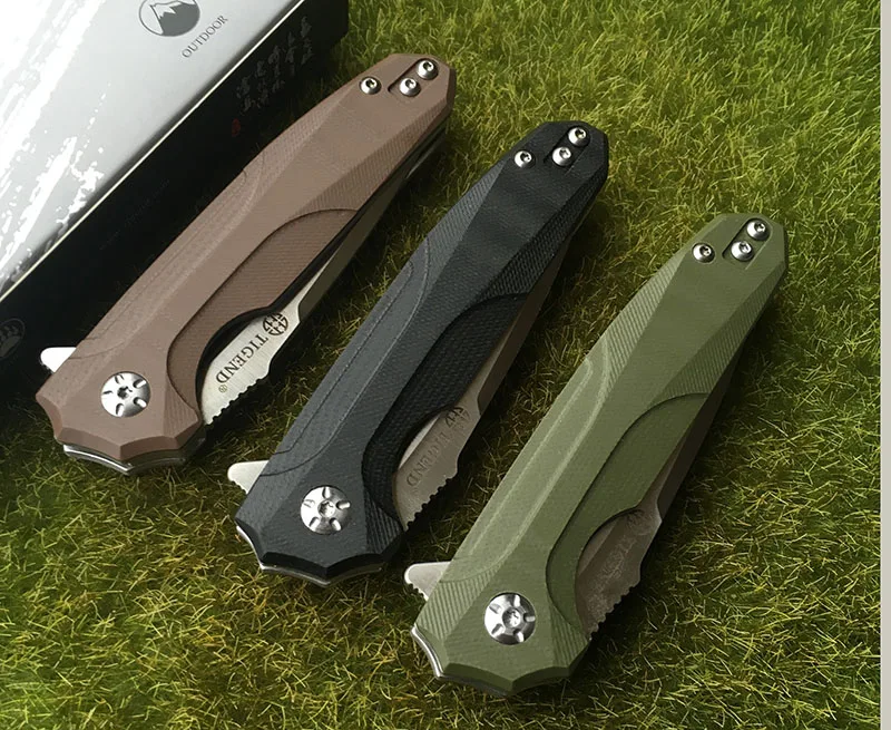 

TIGEND CF1818 Tactics folding knife D2 blade G10 + steel handle camping hunting outdoor survival pocket Kitchen knives edc tools