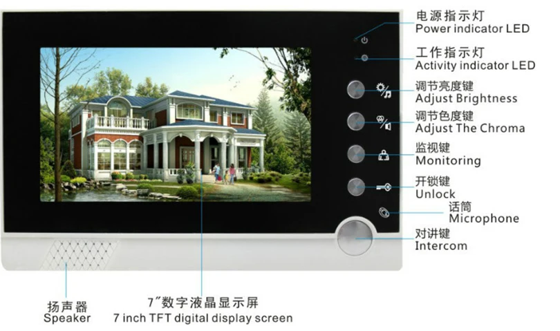 Проводной видеодомофон 7 &quotс цветным монитором домофон система ночного видения