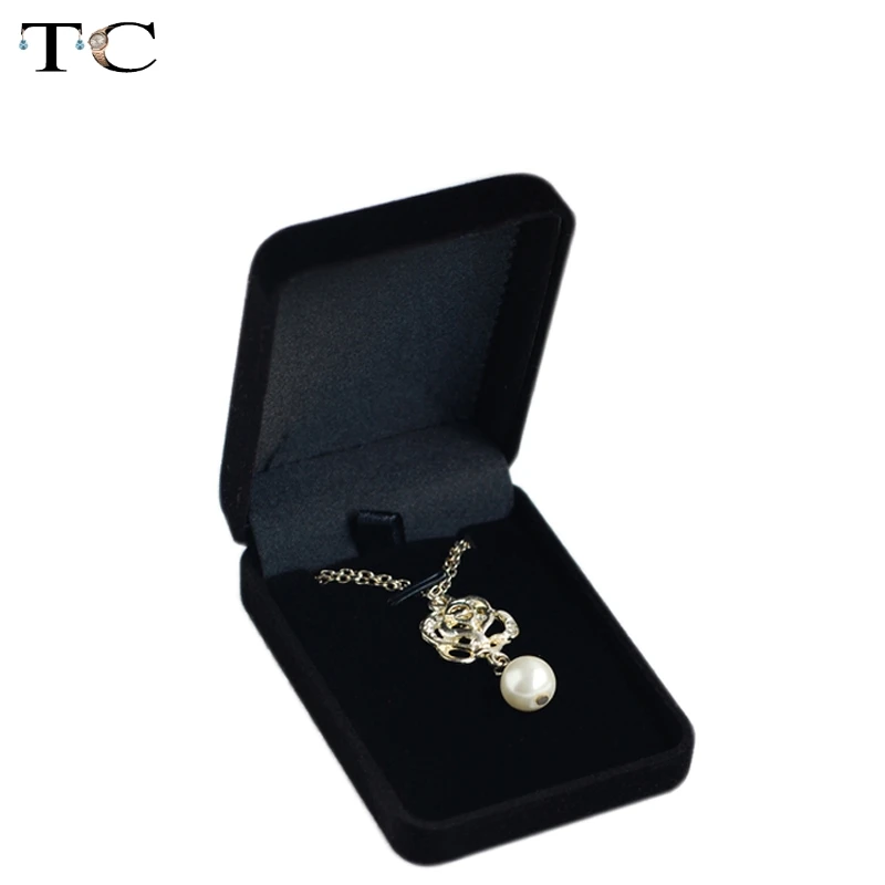 Черная бархатная коробка высокое качество квадратная для ювелирных изделий