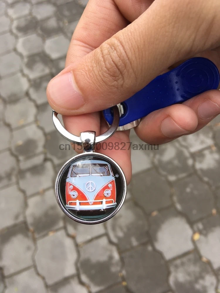 400 шт. новинка винтажный брелок для ключей в стиле хиппи с надписью Peace фургон