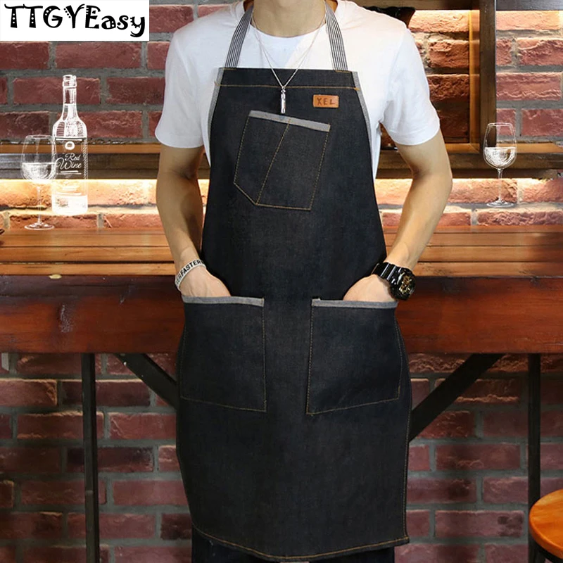 Горячая новинка 2018 джинсовая униформа для кафе ковбоя унисекс Мужская Кухня