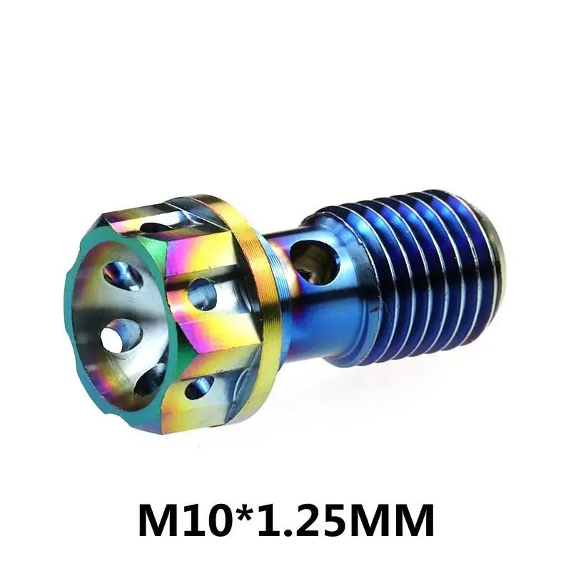 M10x1.25MM Титановый болт для мотоцикла Ti Banjo, масляный сливной винт/полый винт M10* 1,25 мм/1,0 мм для тормозного шланга, суппорта, суппорта главного цилиндра - Цвет: M10x1.25MM