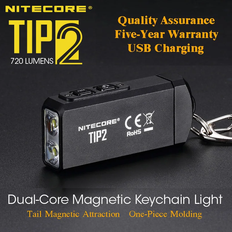 Новинка светодиодная лампа NITECORE TIP2 CREE XP-G3 S3 720 люмен USB-перезаряжаемый брелок