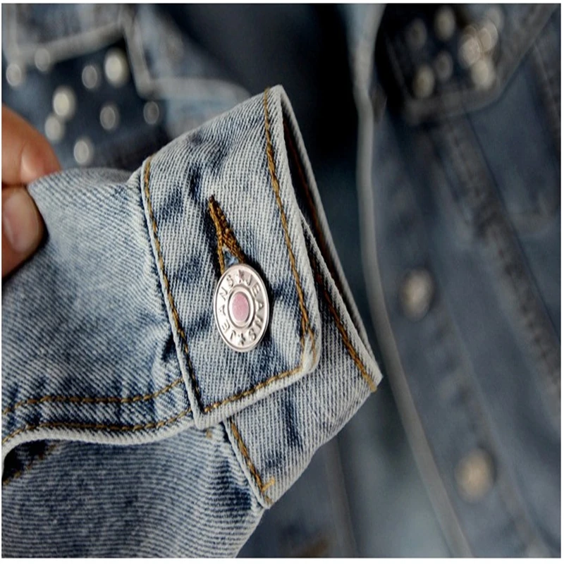 

Fashion Plus Size Women Denim jacket With Pearls Wash Long Sleeve Casual Jean Jackets Vintage Bomber Jacket Women DS50704