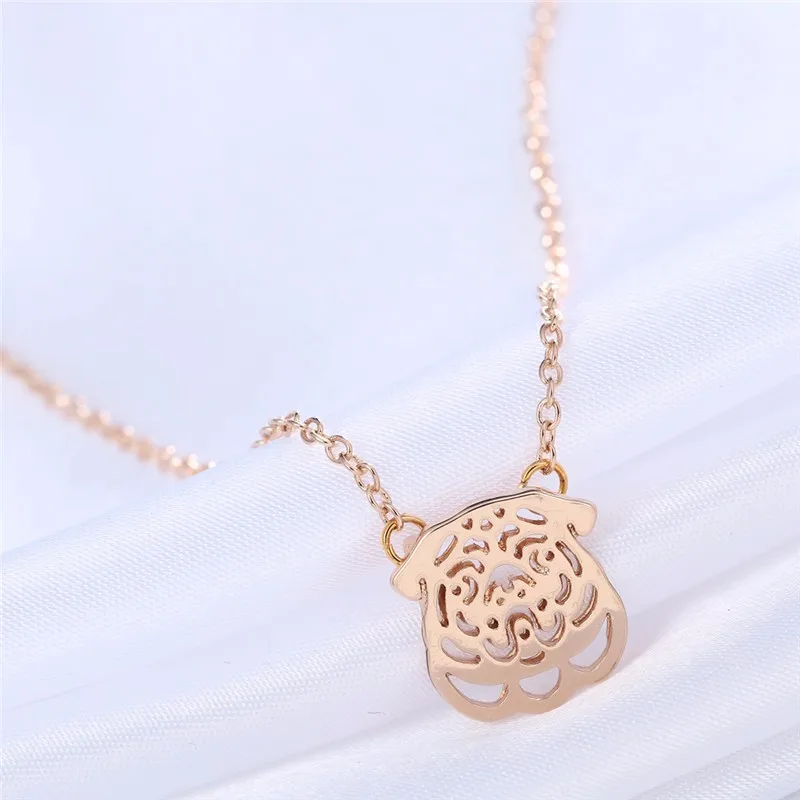 Kinitial Серебряная мордочка мопса силуэт подвеска в форме Животного Ожерелье