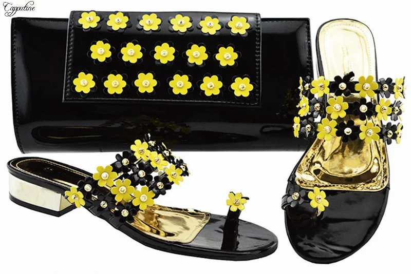 

Elegant white slipper shoes with handbag decorated with appliques for party JZC006 many color