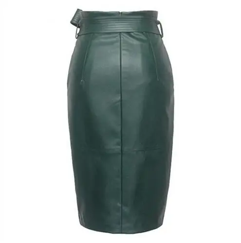 Женская кожаная юбка карандаш с высокой талией большого размера 4XL|high waist leather