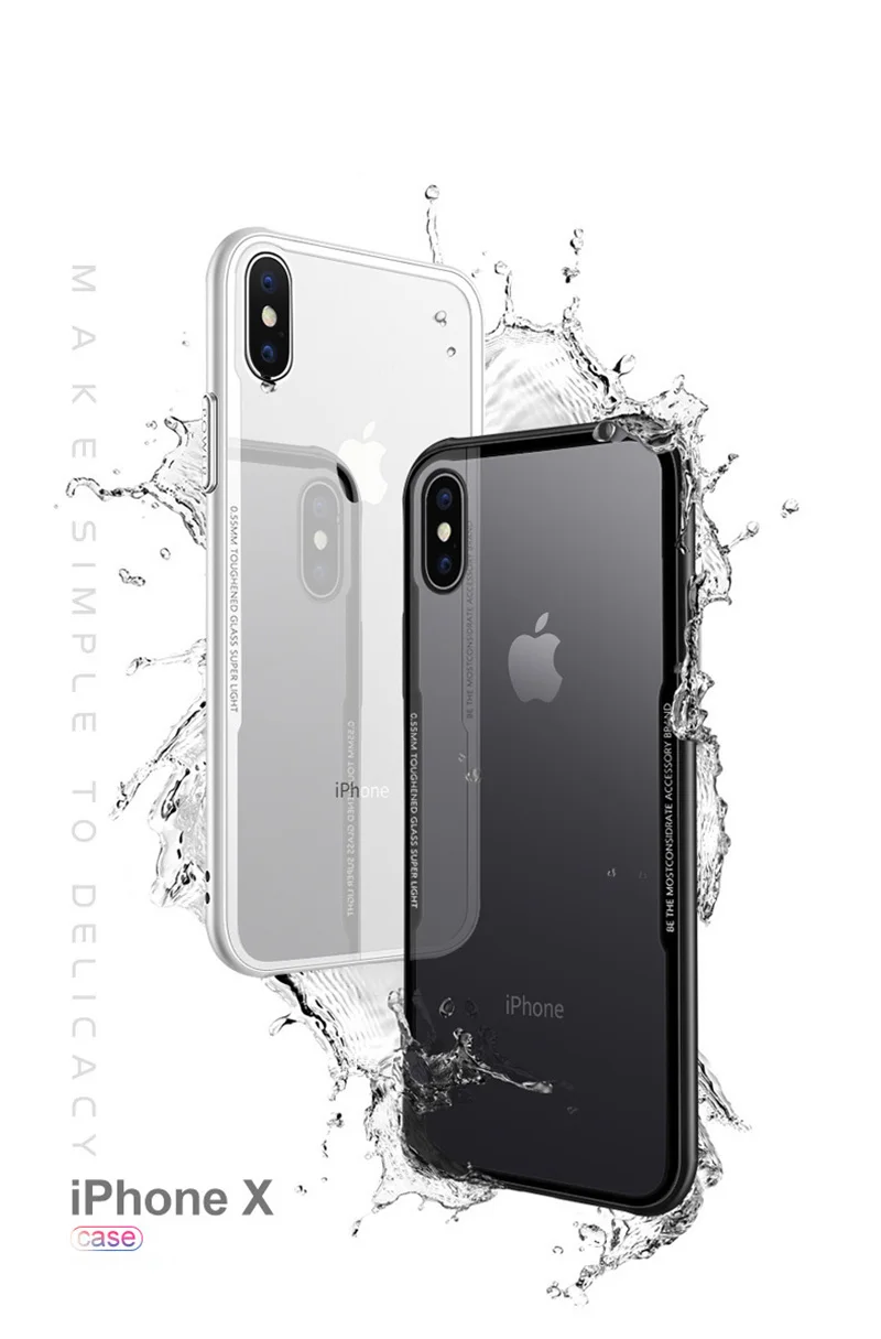 2018 Новый Закаленное Стекло чехол для iPhone X iphone 8 7 Plus Телефонные Чехлы Роскошные