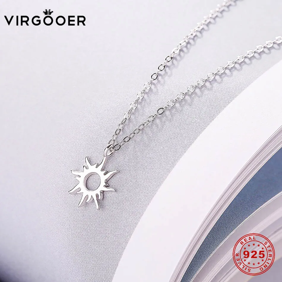 Virgooer серебряное ожерелье Новая мода Солнечный кулон винтажный дизайн цепочка