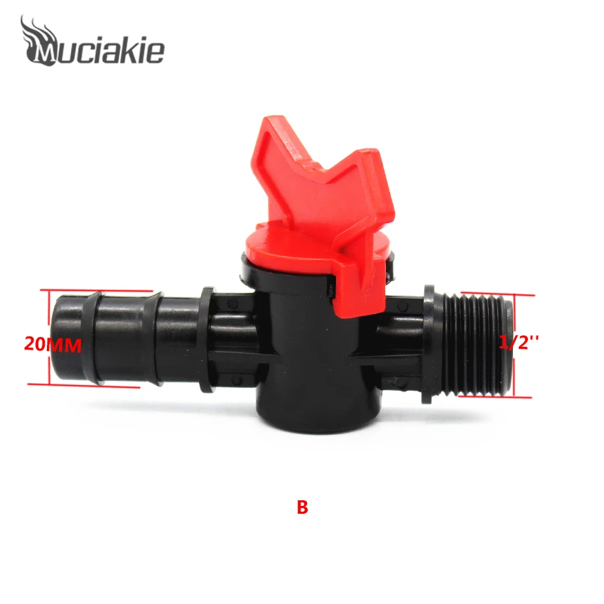 B x AB031C MUCIAKIE 1/2 ''3/4'' внутренняя резьба до 16 мм 20 мм Барб PE трубы пластиковый клапан Переключатель Разъем Садовый шланг для поливки фитинги - Цвет: B x AB031C