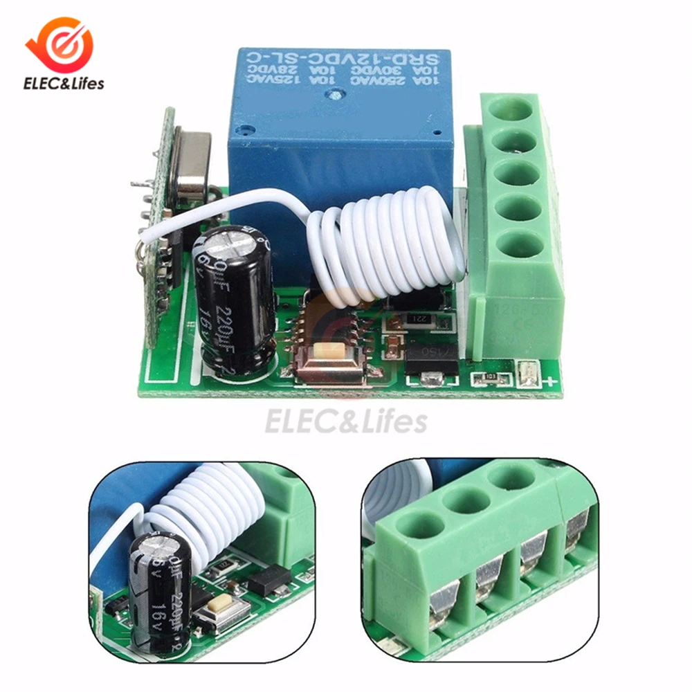 DC 12V 10A реле задержки времени 433mhz 315mhz RF умный беспроводной пульт дистанционного управления приемник 1 способ самоблокирующееся реле MCU декодирование