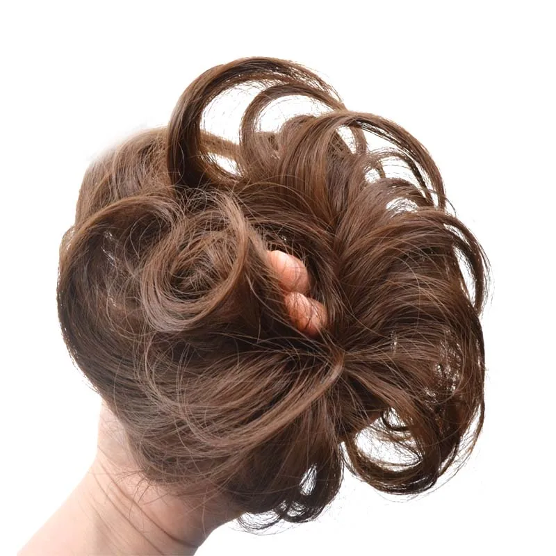 Jeedou Wholesale Supplier 5Pcs Synthetic Curly Chignon Rubber Band Messy Hair Bun Women's Accessories Black Brown Hairpieces