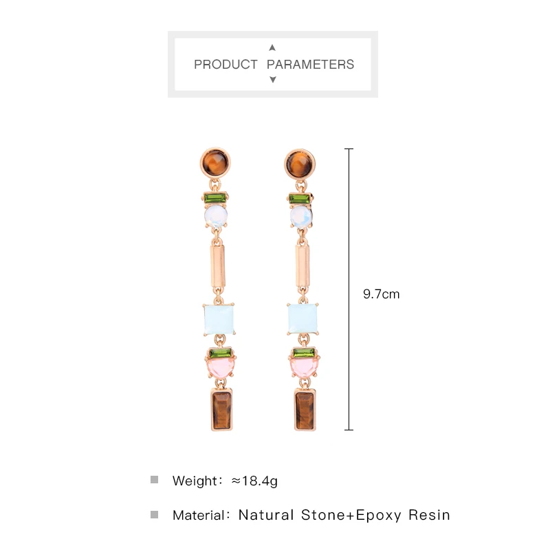 Серьги-подвески женские винтажные геометрические из натурального камня 2017 |