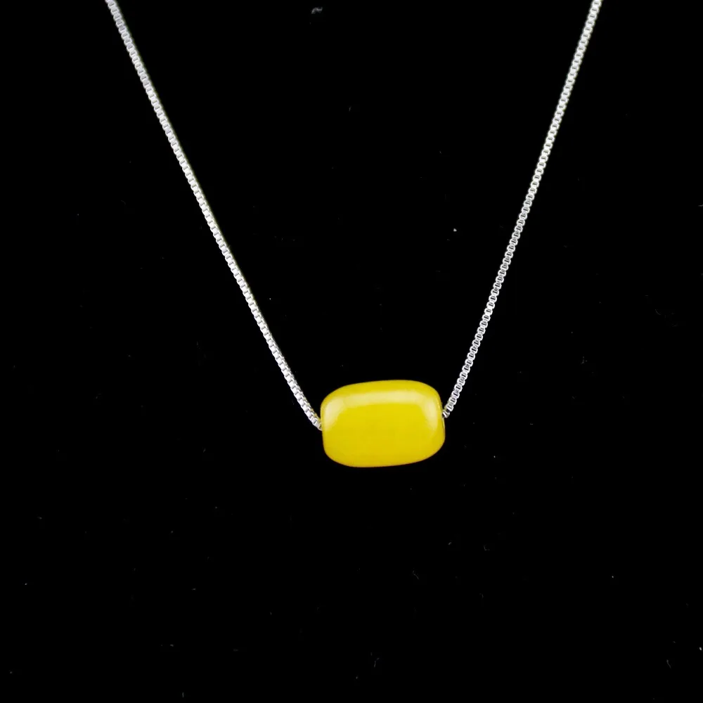 925 пробы серебряный кулон ожерелье натуральный желтый Оникс Камень для женщин