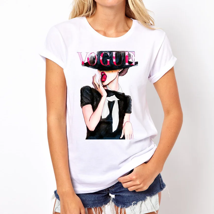 Большие размеры s xl для женщин 2019 Лето VOGUE Camisetas Verano Mujer Футболка Harajuku Женская