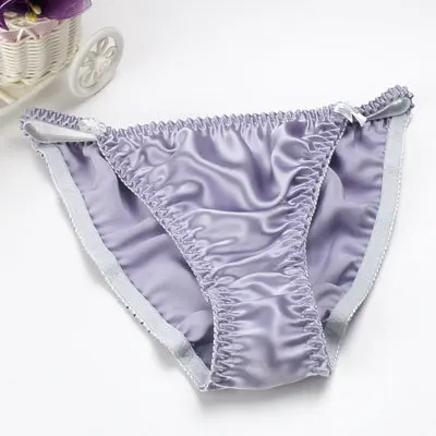 Модные шелковые сексуальные трусики, Женские Трусы-стринги - Цвет: purple