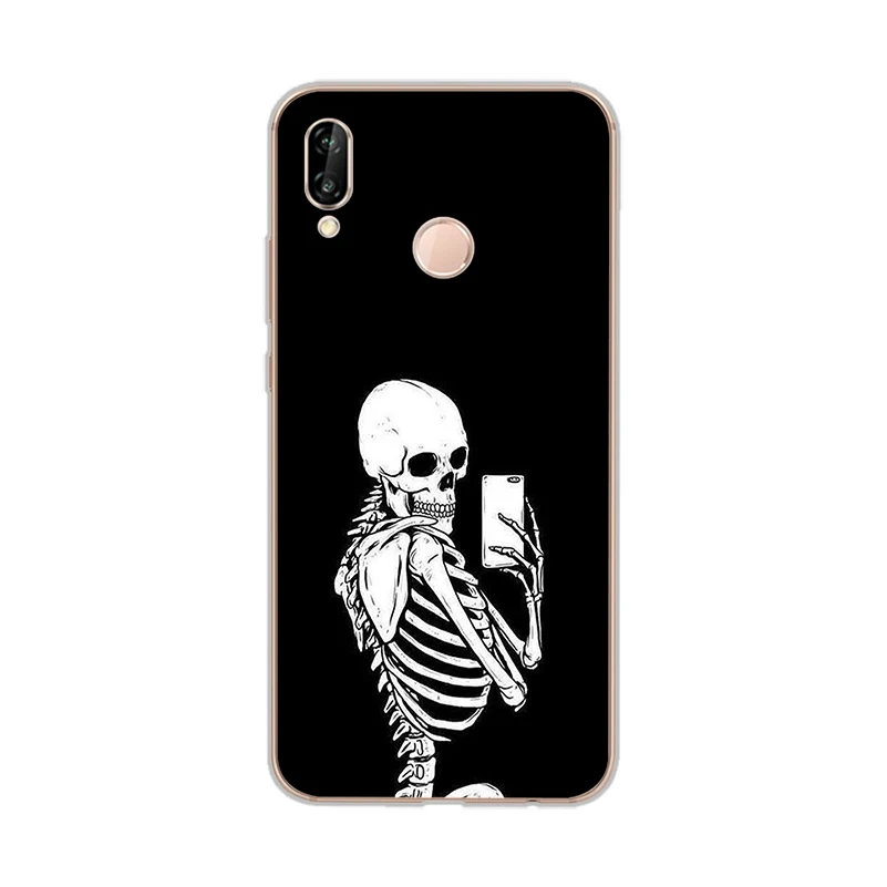ciciber Phone Cases for Huawei P20 P8 P9 P10 Mate 20 10 9 Lite 2017 X Pro Soft Back Cover P Smart 2019 Human Skeleton |
