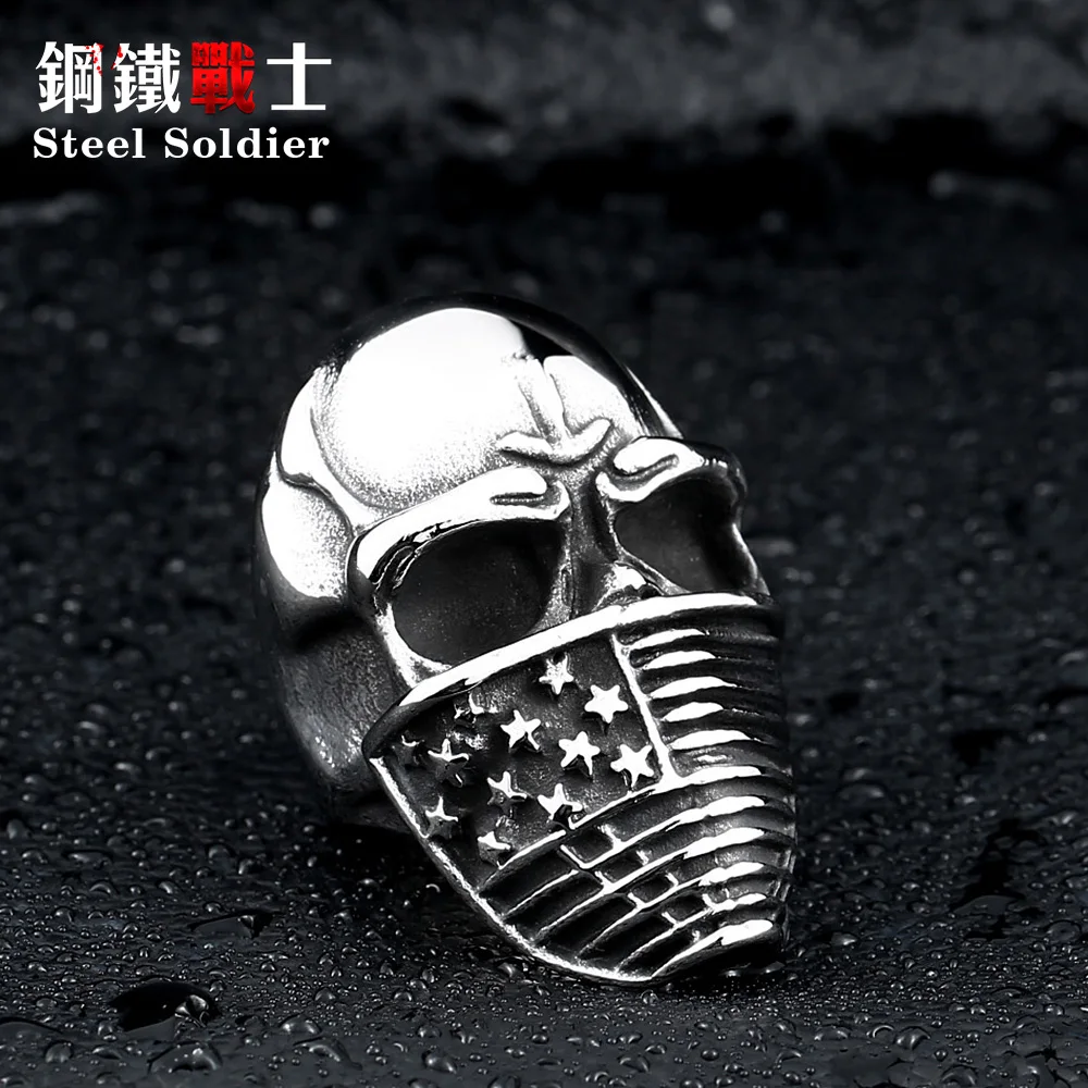Стальной солдат новый стиль нержавеющая сталь череп кольцо мода байкер тяжелый
