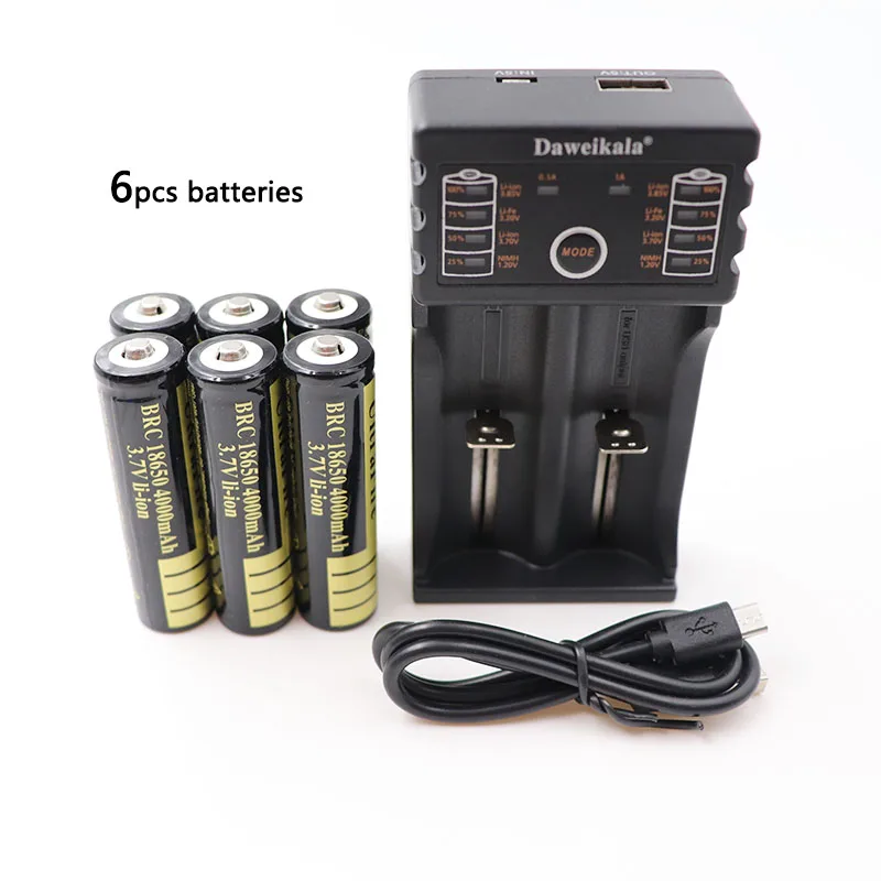 6 шт./лот Daweikala 2018 новая 18650 Батарея 3 7 v 4000mAh аккумуляторная батарея фонарик + 1