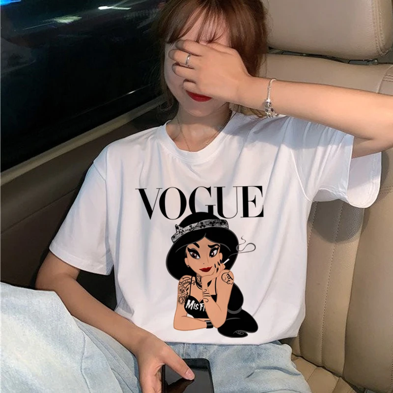 Vogue Harajuku Ullzang Футболка женская забавная мультяшная принцесса футболка 90s графическая Эстетическая Футболка Модные кавайные футболки женские