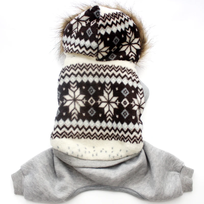 Свитер с капюшоном для собаки и питомца куртка щенка кошки хлопья снега одежда 4