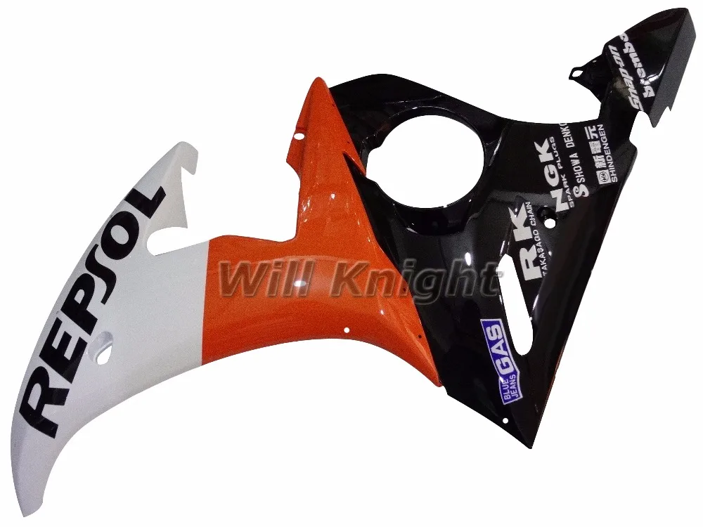 Для Yahama YZF R6 YZF600 2005 ABS Тела Обтекателя Комплект Orange Белый Черный Repsol|kit kits|kit irkit body |