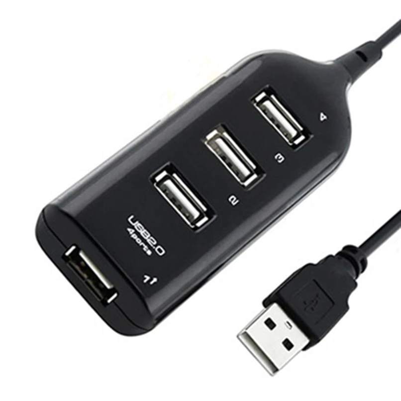 

USB 2.0 High Speed Mini 4 Ports Splitter Usb Hub Adapter For PC Laptop Computer Black And Can Only Be Used Individually