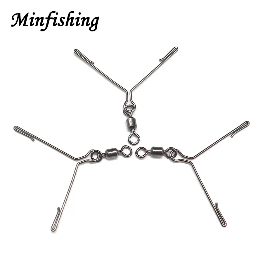 Minfishing 100 шт./лот 3 стороны рыболовные Вертлюги шариковый подшипник поворотный с двумя крючками сплиттер рыболовные Крючки Аксессуары