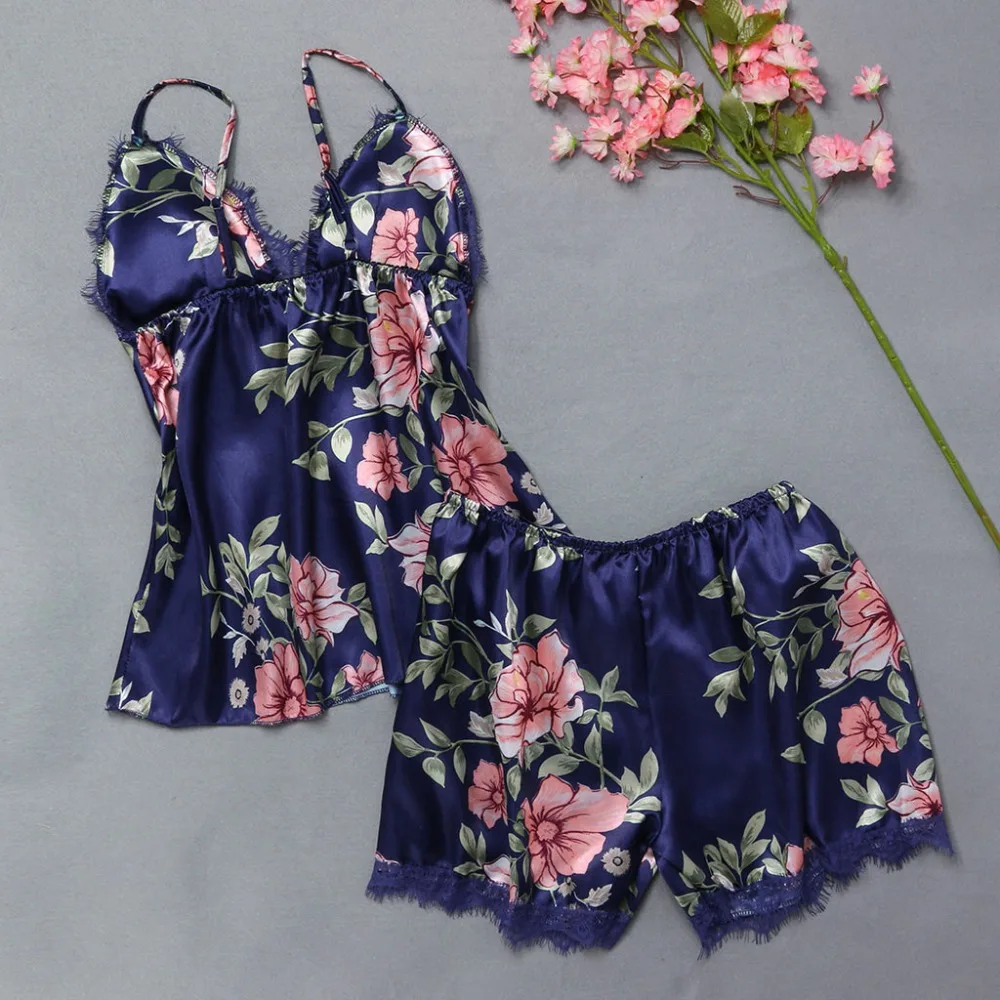 2019 Пижама для сна и отдыха комплект сексуальной атласной пижамы женская летняя