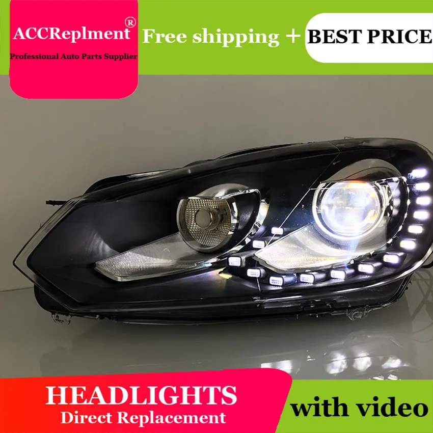 baratas Estilo Do Carro Led Cabeça Lmap Para Vw Golf 6 Farol 2009-2013 Led Farol Led Sinal De Volta Drl H7 Hid Bi-xenon Lente Baixo Feixe