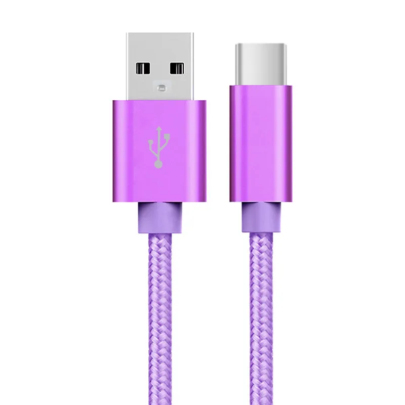 Фиолетовый 5V 2.4A USB C нейлоновый Кабель зарядного устройства для samsung S10/LG G6/huawei mate 20/Xiaomi 8 redmi note7/OPPO R17/vivo NEX кабель