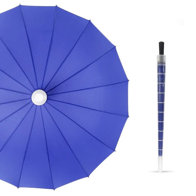 Royal Blue Только Jime водонепроницаемый рукав зонтик с прямой ручкой сплошной цвет Творческий Гольф 16 кости длинной ручкой зонтик дождливый день артефакт - Цвет: Royal Blue