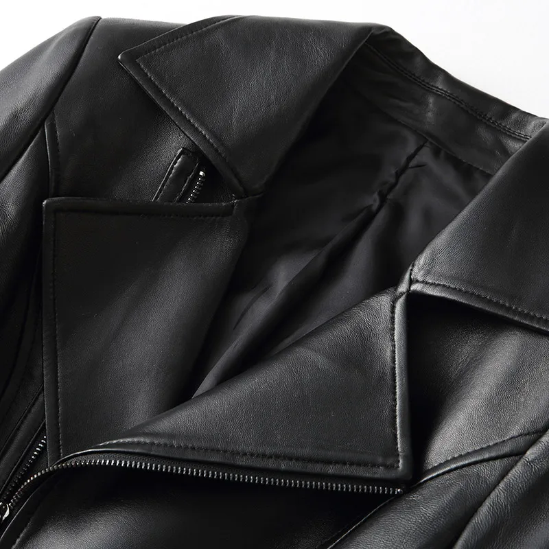 

2019 NEW Autumn Winter Long Slim Real Sheepskin Coat Ladies Windbreaker Female Jacket Genuine Leather Jacket Female A022