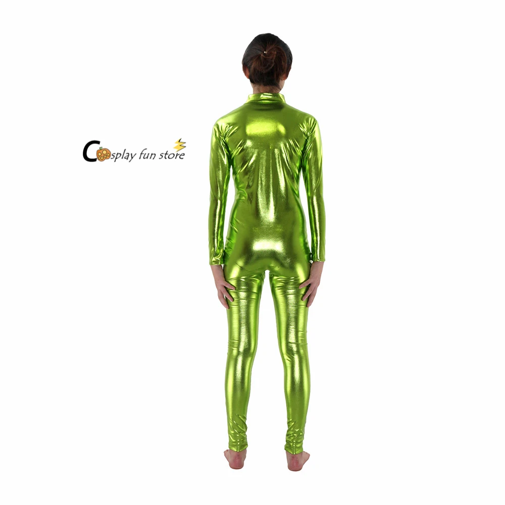 Женский черный сексуальный блестящий костюм кошки серебристый металлический