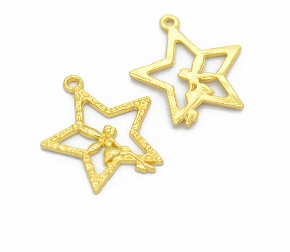 

100pcs charms Star Angels Alloy Pendants 29*25mm 1.7g Antique silver bronze gold Handmade Jewelry Making DIY European accessorie
