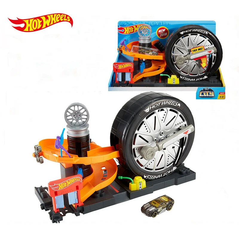 Игрушка для мальчиков Hot Wheels Deluxe City Track FNB15 (FNB17) Игрушечный трек Hotwheels Spin Tire Shop