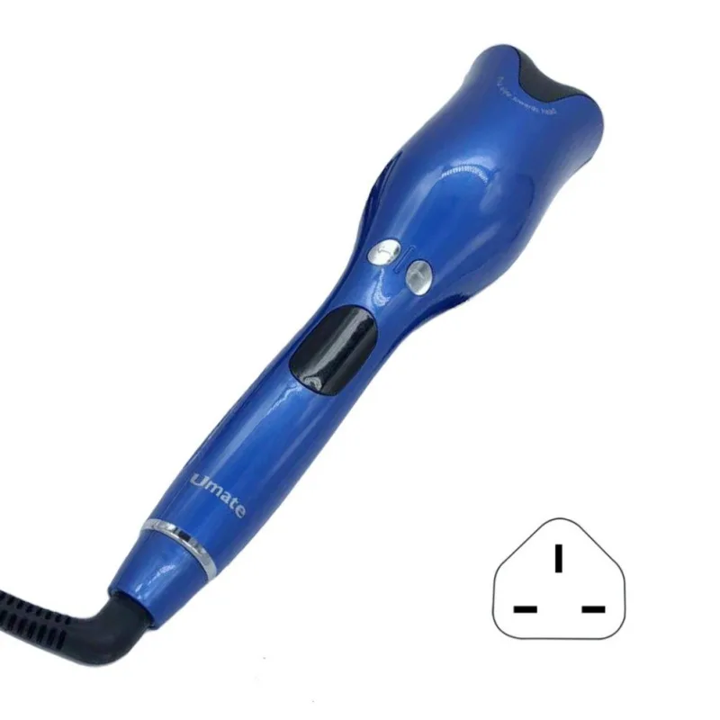 UK Plug Blue Автоматическая Плойка для завивки воздуха, палочка для завивки волос, вращающиеся щипцы для завивки волос, инструменты, титановые Автоматические щипцы для завивки волос - Цвет: UK Plug Blue