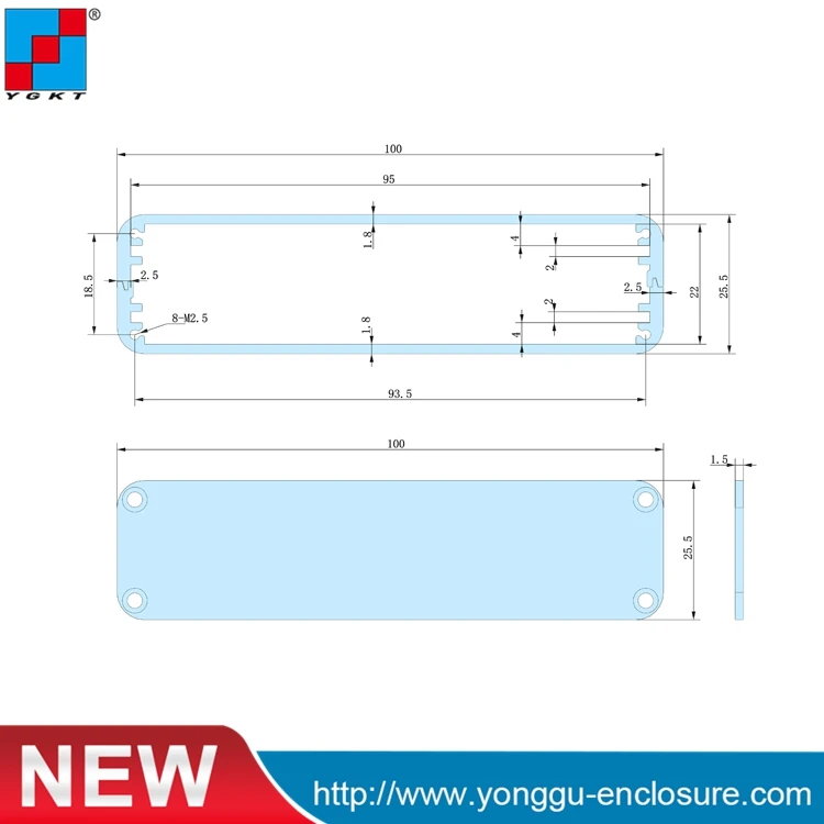 Алюминиевый корпус штранг прессования pcb 100*25 5 120 мм (ШхВ D)/oem доступный литой