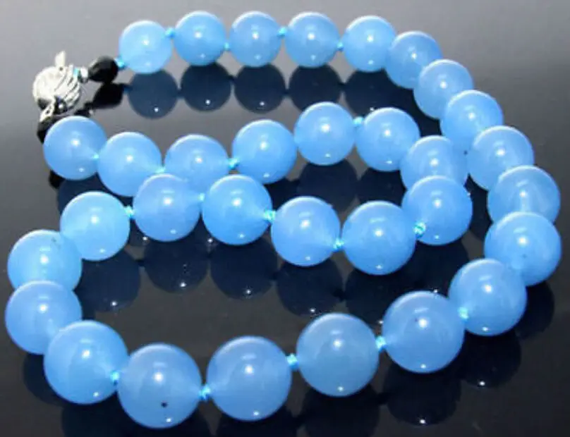 Горячая продажа &gt @ Красивые 10 мм синие круглые бусы из натурального камня 18